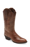 Ariat Heritage Toe Stretch Leather Western Boot In Dark Tan