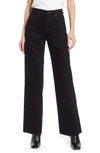 Slvrlake Grace High Waist Raw Hem Wide Leg Jeans In Jet Black