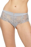 Simone Perele 'saga' Embroidered Boyshort Briefs In Secret Grey