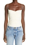 Khaite The Shelly Ruched Stretch Cotton Tank In Cream