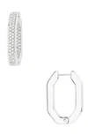 Swarovski Dextera Medium Pavé Hexagonal Hoop Earrings In White