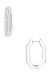 SWAROVSKI DEXTERA MEDIUM PAVÉ HEXAGONAL HOOP EARRINGS,5618308