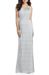 Dessy Collection Soho Metallic One-shoulder Gown In Grey