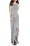 Dessy Collection Soho Metallic Column Gown In Silver