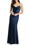 Dessy Collection Dessy Colleciton Cowl Neck Charmeuse Trumpet Gown In Midnight