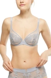 Simone Perele Saga Sheer Underwire Plunge Bra In Secret Grey