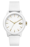 Lacoste Women's 12.12 White Rubber Strap Watch 36mm Women's Shoes In White