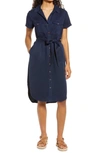 Caslonr Utility Short Sleeve Shirtdress In Navy Peacoat