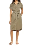 Caslonr Utility Short Sleeve Shirtdress In Green Sorrel