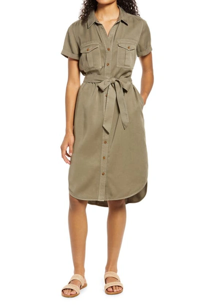 Caslonr Utility Short Sleeve Shirtdress In Green Sorrel