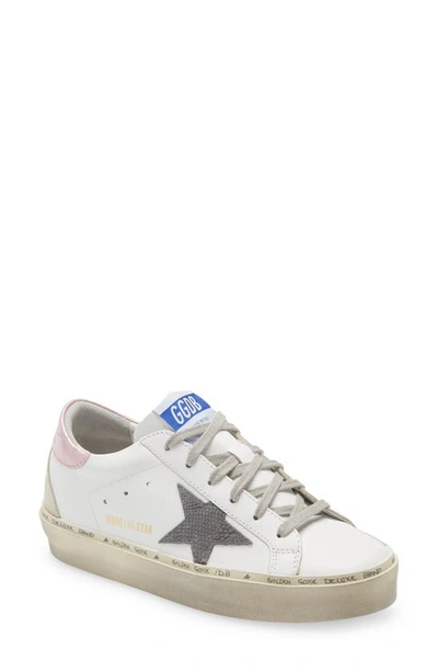 Golden Goose Hi Star Low Top Platform Sneaker In White/ Grey/ Salmon/ Ice