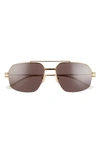 Bottega Veneta 57mm Aviator Sunglasses In Gold/ Brown