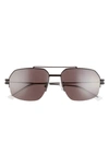 Bottega Veneta 57mm Aviator Sunglasses In Black/ Brown