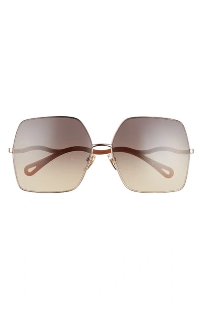 Chloé 64mm Square Sunglasses In Gold / Grey