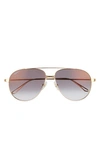 Cartier 59mm Aviator Sunglasses In Gold/ Grey