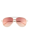 Cartier 59mm Aviator Sunglasses In Gold/ Pink