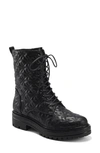 Aerosoles Aware X Laura Ashley Shelton Quilted Combat Boot In Black Pu