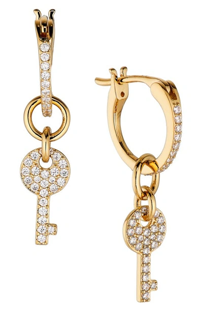 Ajoa Cheeky Key Charm Hoop Earrings In Gold