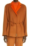 Lafayette 148 Lawson Reversob;e Wool & Cashmere Wrap Blazer In Clay Ember Orange