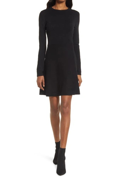 French Connection Long Sleeve Minidress In Black