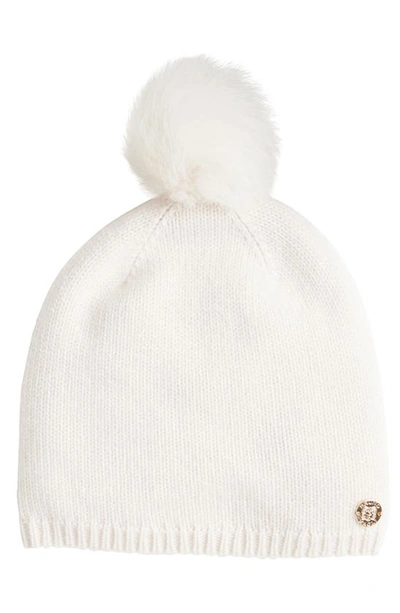 Bruno Magli Cashmere Pompom Beanie In Ivory