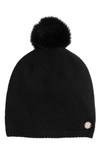 Bruno Magli Cashmere Pompom Beanie In Black