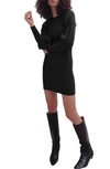 French Connection Rib Long Sleeve Minidress In Black