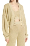 Open Edit Metallic Knit Twinset In Metallic Gold