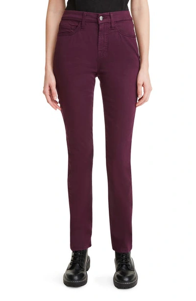 Jen7 Sateen Slim Straight-leg Jeans In Plum