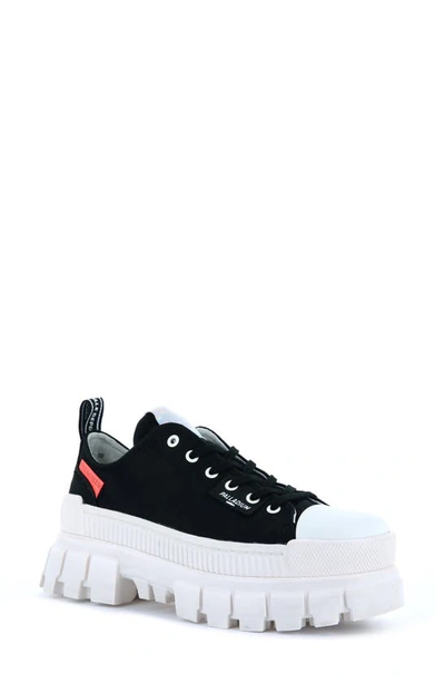 Palladium Revolt Lo Tx Platform Sneaker In Black/ Marshmallow