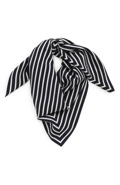 Totême Geometric Monogram Silk Scarf In White / Navy