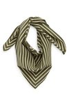 Totême Green Signature Monogram Silk Scarf In Forest / Cream