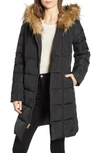 Cole Haan Feather & Down Puffer Jacket With Faux Fur Trim In Black