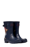 Joules Print Molly Welly Rain Boot In Navy Sausage Dog