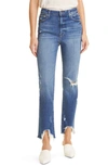 JONATHAN SIMKHAI STANDARD RIVER HIGH WAIST DISTRESSED STRAIGHT LEG JEANS,JS-4025-ST-DIS ATL