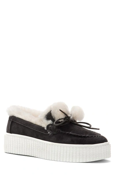 Religious Comfort Genuine Shearling Platform Sneaker In Grey