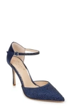 Jewel Badgley Mischka Jailene Ankle Strap Pump In Navy Satin