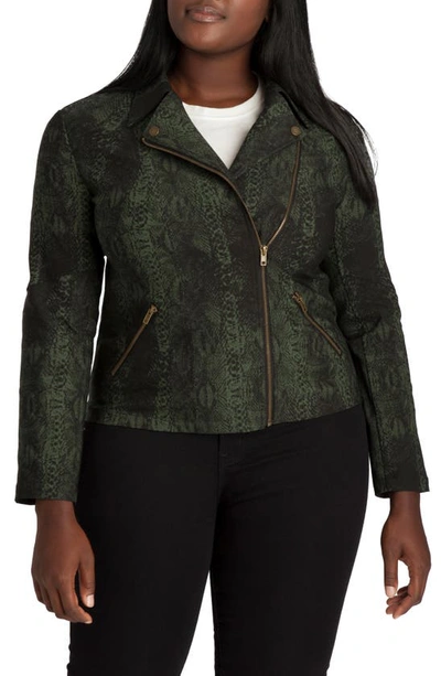 Adyson Parker Printed Moto Jacket In Oat Moss Combo
