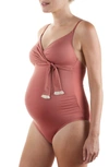 Cache Coeur Manitoba Maternity Swimsuit In Pink In Dusty Rose
