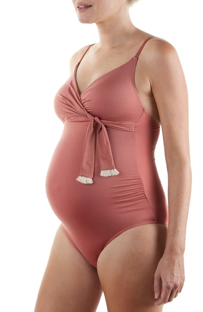 Cache Coeur Manitoba One-piece Maternity/nursing Swimsuit In Dusty Rose