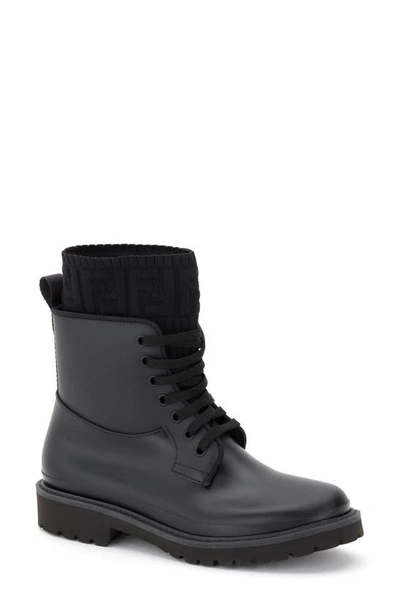 Fendi Ff Sock Combat Rain Booties In Nero