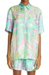 Stella Mccartney X Myfawnwy Unisex Shared 3 Ricky Marble Print Silk Button-up Shirt In Multicolor