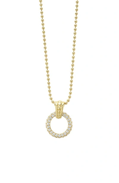 Lagos Meridian 18k Gold & Diamond Circle Pendant Necklace