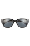 Versace 57mm Polarized Rectangle Sunglasses In Black/ Dark Grey Polar