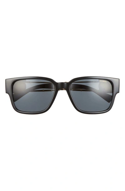 Versace 57mm Polarized Rectangle Sunglasses In Black/ Dark Grey Polar