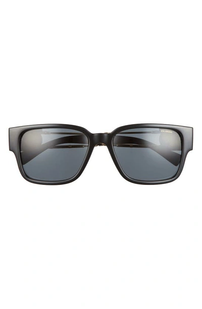 Versace 57mm Polarized Rectangle Sunglasses In Black
