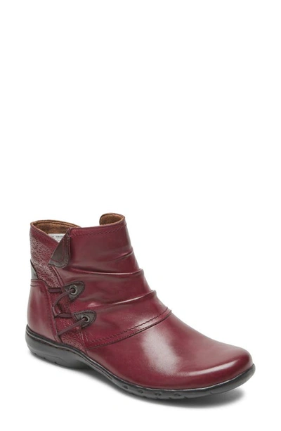 Rockport Cobb Hill Penfield Ruched Bootie In Red Leather
