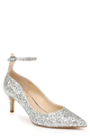 Jewel Badgley Mischka Jamila Pointed Toe Pump In Gold Glitter