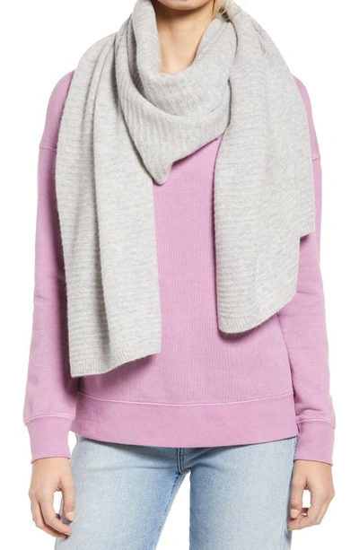 Nordstrom Cashmere Rib Scarf In Grey Micro Heather