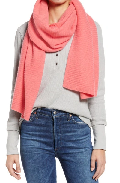 Nordstrom Cashmere Rib Scarf In Pink Paradise Heather